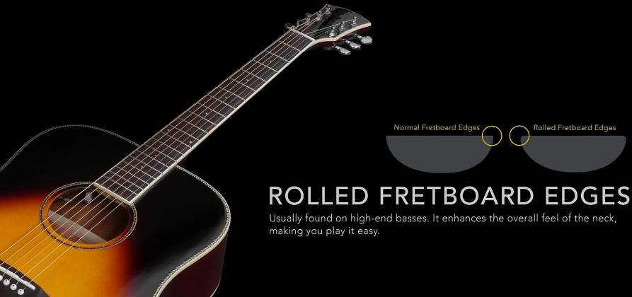 Sire A4-DS-VS RH 6-String Larry Carlton A4 Dreadnought Acoustic Guitar – Vintage Sunburst a-4-ds-vs Product Image 5