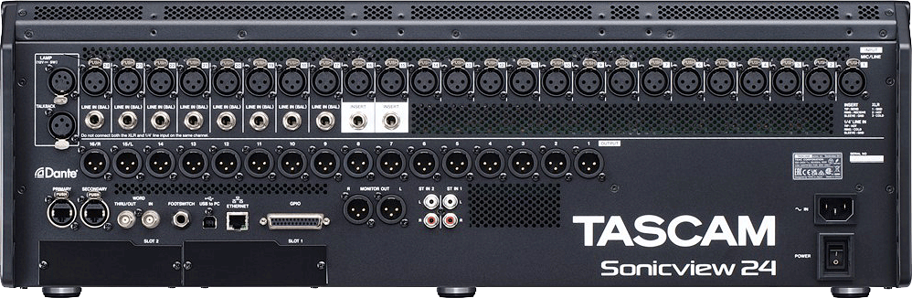 Tascam Sonicview – Rear panel