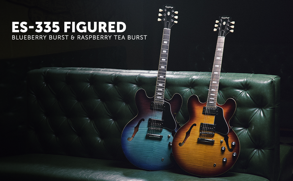 Amazon.com: Epiphone ES335 Figured Top Semi Hollowbody, Blueberry Burst :  Musical Instruments