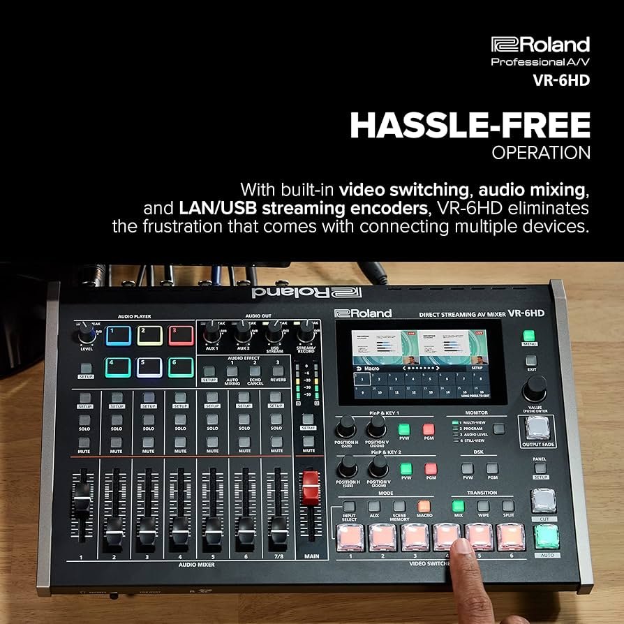 Amazon.com: Roland VR-6HD Direct Streaming AV Mixer | Professional Portable  All-In-One Hub for Business Livestreaming | Deep Automation | Video  Switching | Audio Mixing | PTZ Camera Control | SDXC Card Recording :