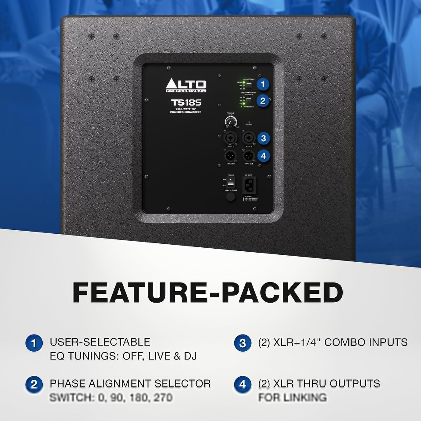 Amazon.com: Alto Professional TS18S - 2500W 18-inch Subwoofer, Powered PA  Speaker with 6 Selectable DSP Modes, Easy Setup, 137 dB, 3" Voice Coil,  Superior Bass : Musical Instruments