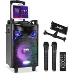 Moukey MTs10-2 10 inch Karaoke Machine Portable PA Trolley Speaker with Bluetooth and 2 Mic