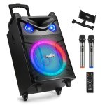 Moukey MTs10-2 10 inch Karaoke Machine Portable PA Trolley Speaker with Bluetooth and 2 Mic - Gambar 4