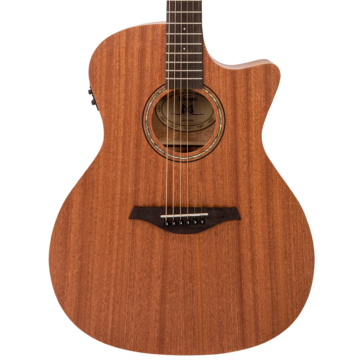 Vintage VEMH Mahogany Grand Auditorium Cutaway Electric Acoustic Guitar Vintage VEMH Mahogany Grand Auditorium Cutaway Electric Acoustic Guitar