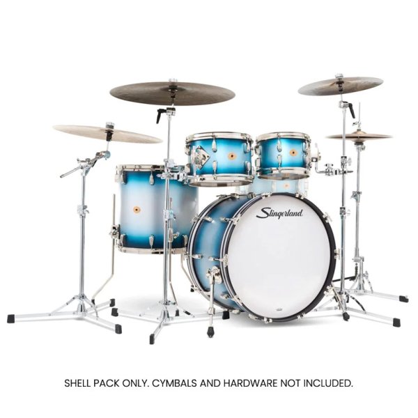 Slingerland Radio King 4 Piece Shell Pack, Blue and Silver Lacquer