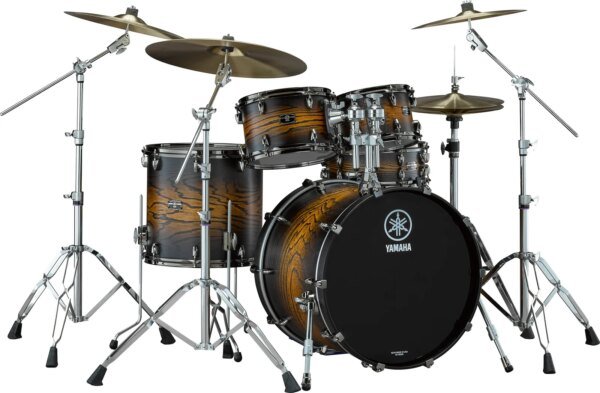 Yamaha Live Custom Hybrid Oak 5 Piece Drum Set, UZU Earth Sunburst