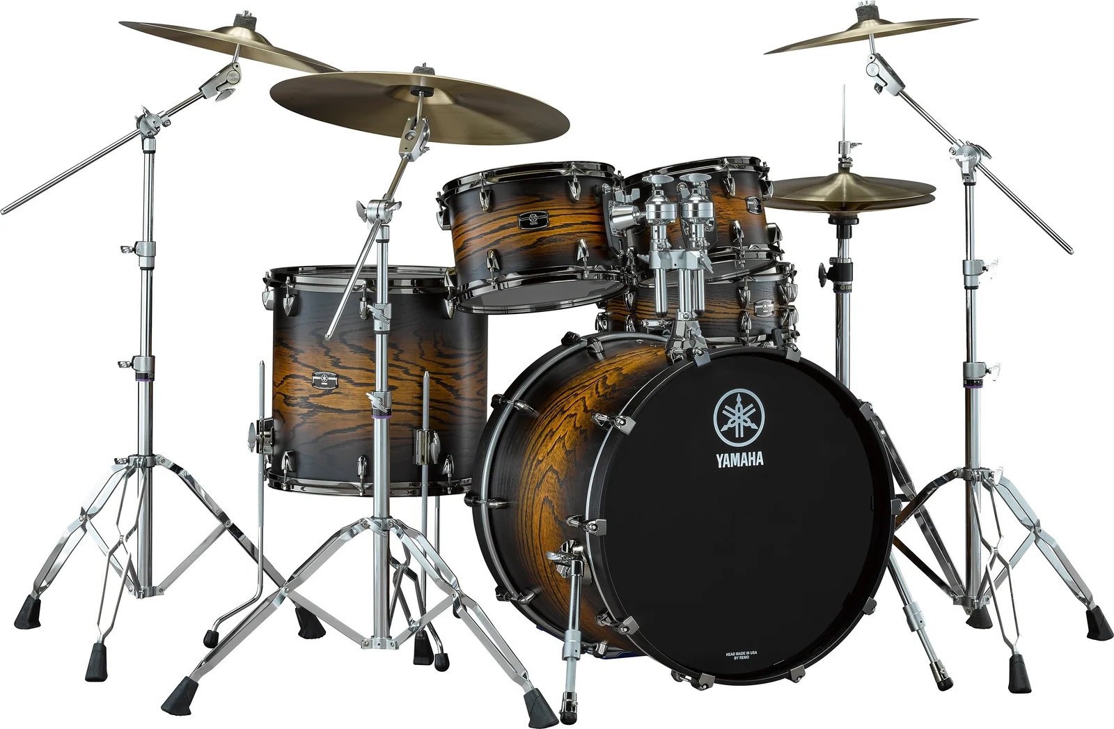 Yamaha Live Custom Hybrid Oak 5 Piece Drum Set, UZU Earth Sunburst