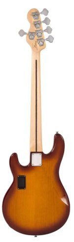 Vintage V965TSB Active 5 String Electric Bass, Flame Top Brown