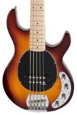 Vintage V965TSB Active 5 String Electric Bass, Flame Top Brown