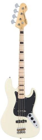 Vintage VJ74MVW ReIssued Maple Fingerboard Bass,Vintage White
