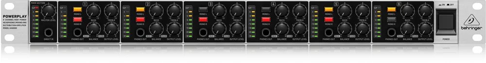 Behringer HA6000 6-Channel High-Power Headphones Mixing and Distribution Amplifier