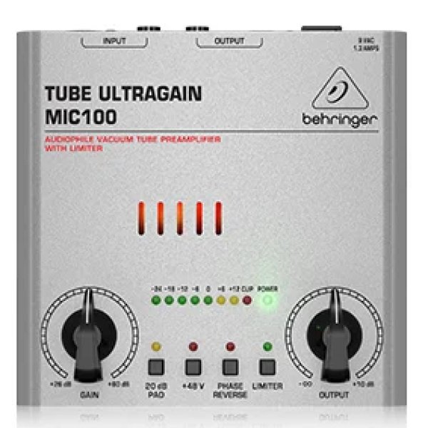Behringer MIC100 Audiophile Vacuum Tube Preamplifier with Limiter
