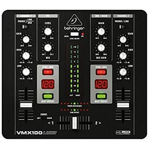 Behringer VMX100USB Professional 2 Channel DJ Mixer