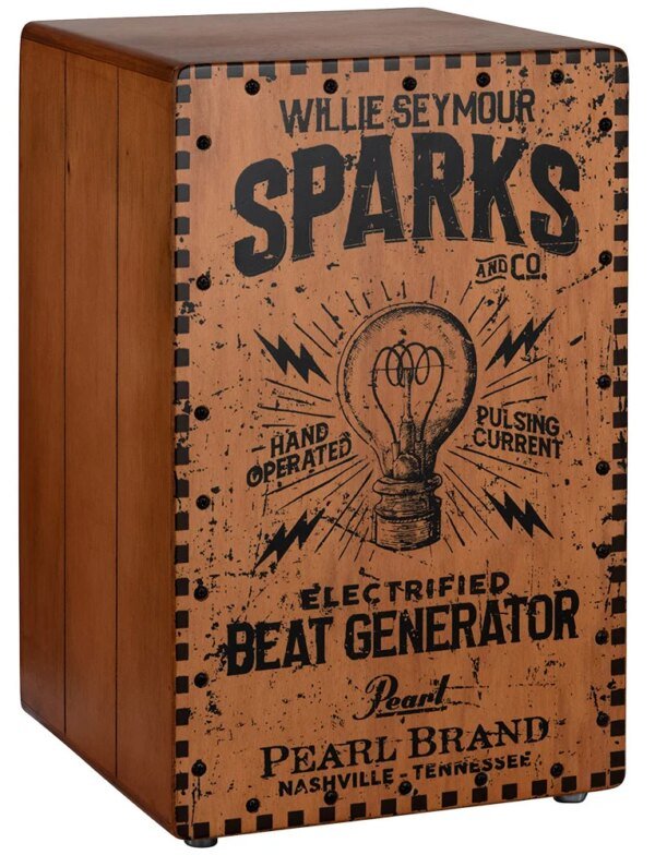 Cajon Pearl Electronic PBEC-210 Crate Style Cajon Willie Seymour Sparks Graphic Finish