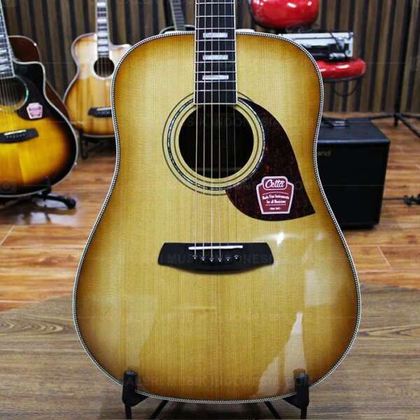 Cetta DR32SE NTB Acoustic Electric Guitar, Natural Vintage Burst Satin