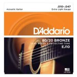 products d addario ej10 80 20 bronze extra light acoustic guitar strings a146892