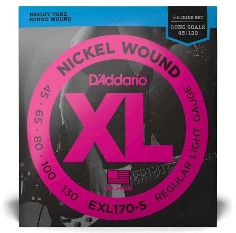 D Addario EXL1700-5 Nickel 45-130 Regular Light Long Scale for 5 String Electric Bass Strings D Addario EXL1700-5 Nickel 45-130 Regular Light Long Scale for 5 String Electric Bass Strings