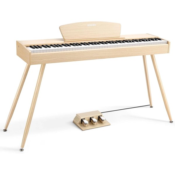 Donner DDP 80 Natural Wood 88 Key Weighted Digital Piano with Stand and 3 Pedal