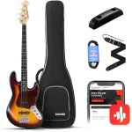 products donner djb 510d 4 strings standard bass jb style beginner kit sunburst with gig bag guitar strap a166699