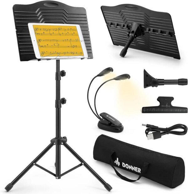 Donner DMS 1 Portable Metal Music Stand with Carrying Bag, Black