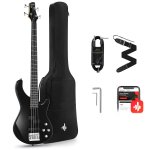products donner dpj 100b 4 string pj style electric bass full size for beginner with bag guitar strap guitar cable black a166717