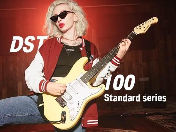 Donner DST 100W Solid Body Vintage White Electric Guitar Kit with Amplifier, Bag, Tuner