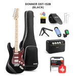 products donner dst 152b black electric guitar kit hss pickup coil with amplifier bag accessories a156166