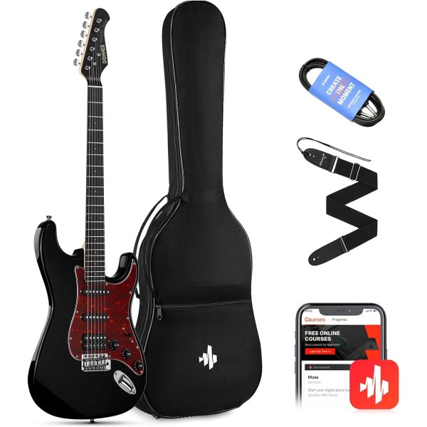 Donner DST 200 Solid Body Electric Guitar for Beginner, Single Coil Split System, Bonus Bag, Cable and Strap