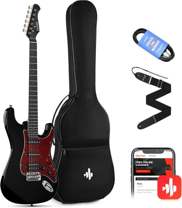 Donner DST 200 Solid Body Electric Guitar for Beginner, Single Coil Split System, Bonus Bag, Cable and Strap