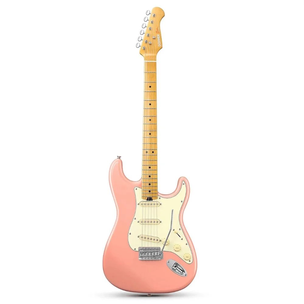 Donner DST 600 6 String Electric Guitar with SSS Pickup, Shell Pink