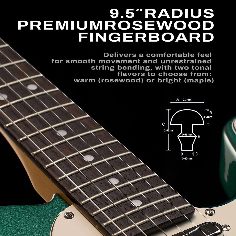 Donner DTL-600 Vintage Tele Electric Guitar, Sherwood Metallic Green with Gig Bag