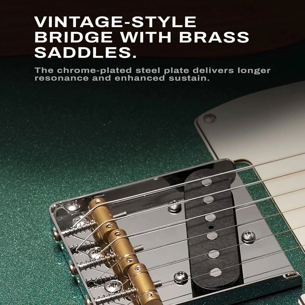 Donner DTL-600 Vintage Tele Electric Guitar, Sherwood Metallic Green with Gig Bag