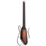 products donner hush i portable ultra light sunburst and silent acoustic electric guitar with gig bag a151646