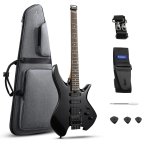 products donner nhl 500 hss solid body electric guitar headless with gig bag black a166107