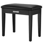 products donner piano bench stool suede cushion seat with storage black a152308