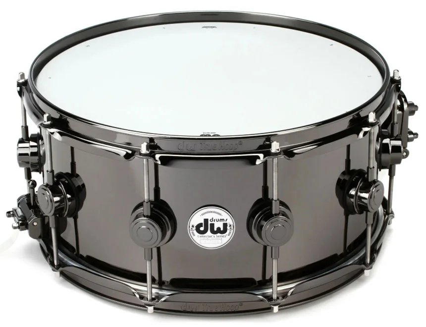DW Collector’s DRVB6514SVN 14x6.5 inch Black Nickel Brass Snare Drum with Black Nickel Hardware