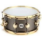 products dw collector s drvd6514svgbk satin black over brass 14x6 5 inch snare drum gold hardware a163833