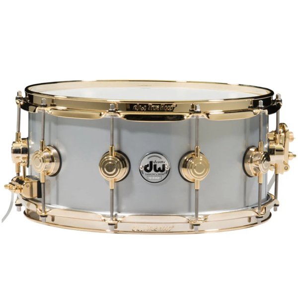 products dw collector s drvm6514svg rolled aluminum 14x6 5 inch snare drum with gold hardware a163836