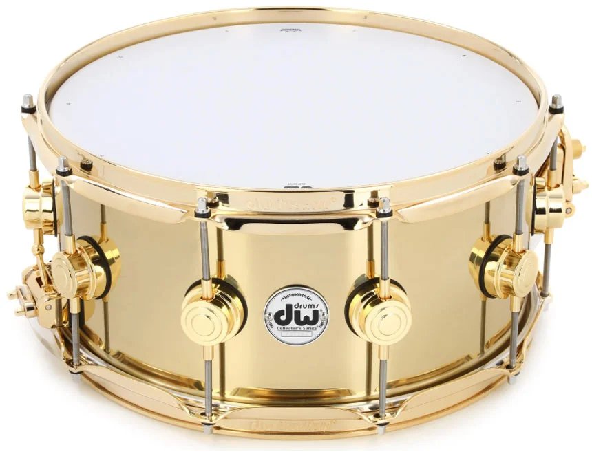 DW Collector's DRVN5514SPG 14x5.5 inch Bell Brass Polished Snare Drum w/ Gold Hardware