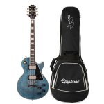 products epiphone les paul custom figured electric guitar with premium gig bag transparent blue a156055