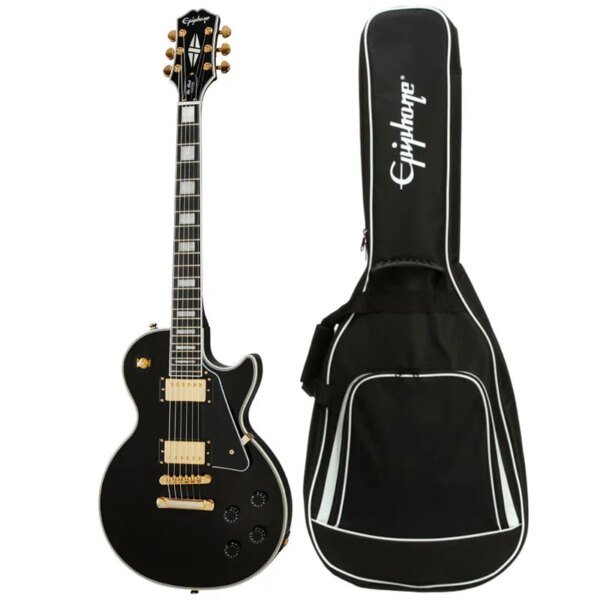 Epiphone Les Paul Custom Original Collection Electric Guitar with Gig Bag, Ebony