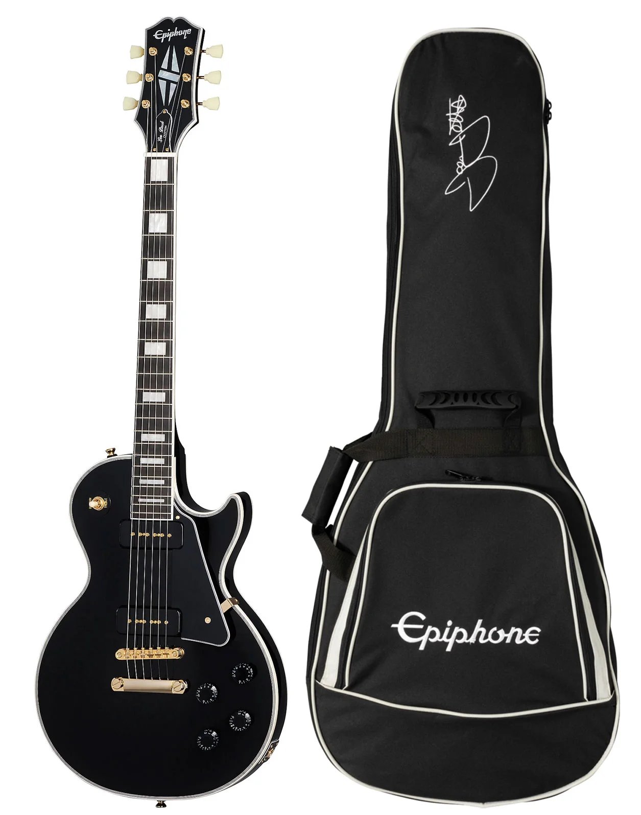 Epiphone Les Paul Custom P90 Limited Edition Electric Guitar with Premium Gig Bag, Ebony