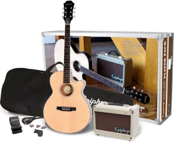 Epiphone PR4E Player Pack Acoustic Electric Guitar, Natural