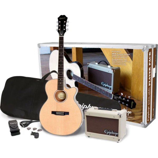 Epiphone PR4E Player Pack Acoustic Electric Guitar, Natural