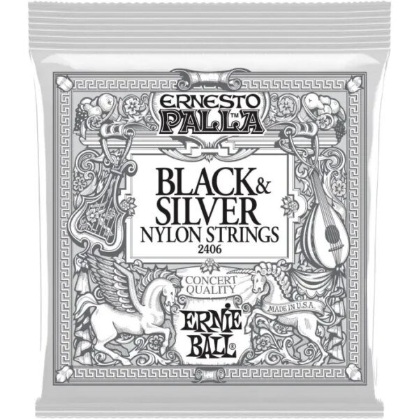 Ernie Ball 2406 Ernesto Palla Black & Silver Nylon Classical Guitar Strings