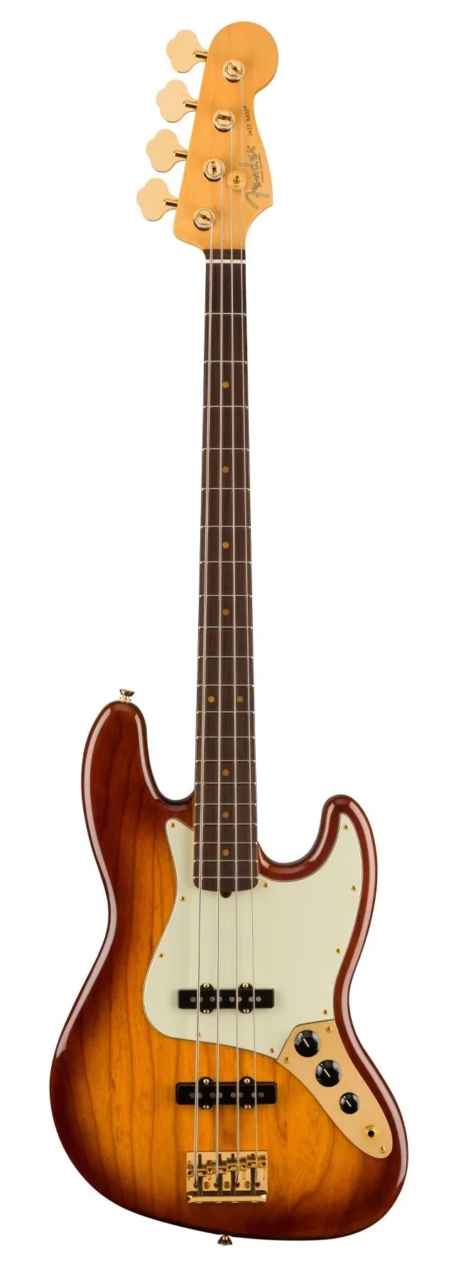 Fender 75th Anniversary Commemorative Jazz Bass Guitar, RW FB, 2 Color Bourbon Burst