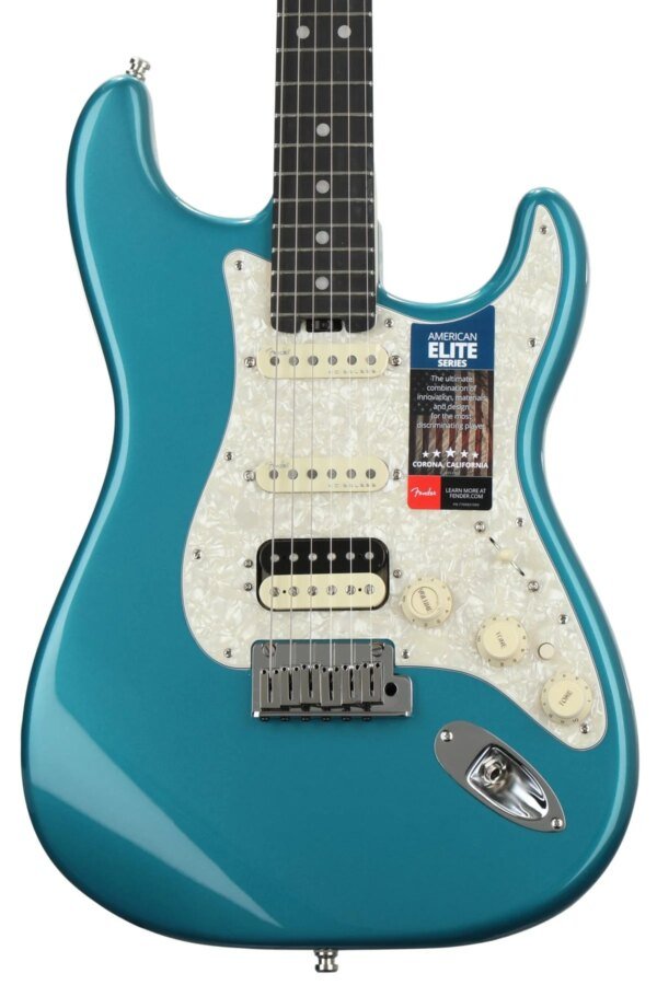 Fender American Elite Stratocaster HSS Shawbucker Ebony FB, Ocean Turquoise Electric Guitar