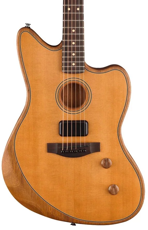 Fender Standard Acoustasonic Jazzmaster Electric Guitar RW FB, Aged Natural Made in Indonesia