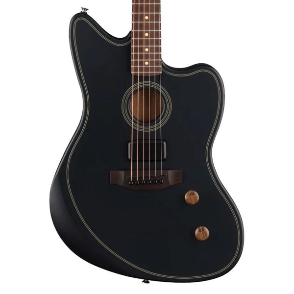 Fender Standard Acoustasonic Jazzmaster Electric Guitar RW FB, Black Made in Indonesia
