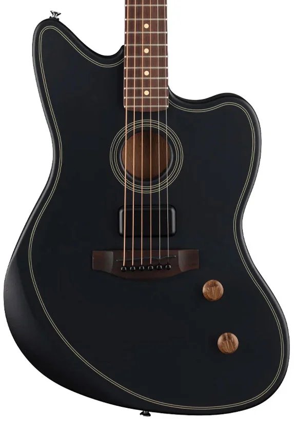 Fender Standard Acoustasonic Jazzmaster Electric Guitar RW FB, Black Made in Indonesia